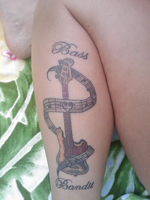 those two are my tattoos.. I have since added Bass Bandit on the one on my 