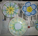 Painting plates to use in garden art
