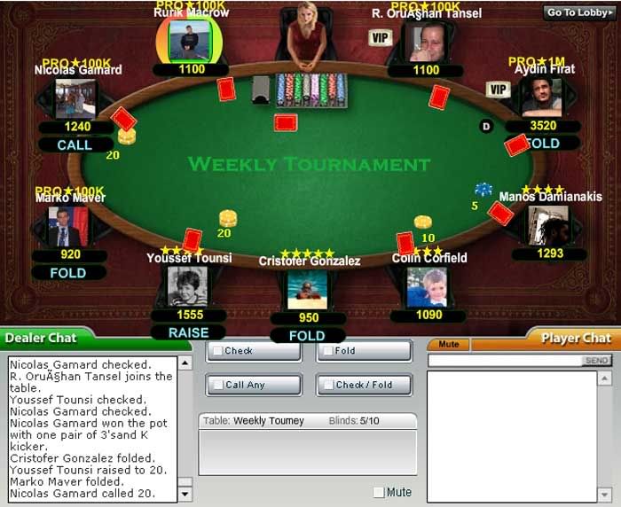 Texas HoldEm Poker Facebook table