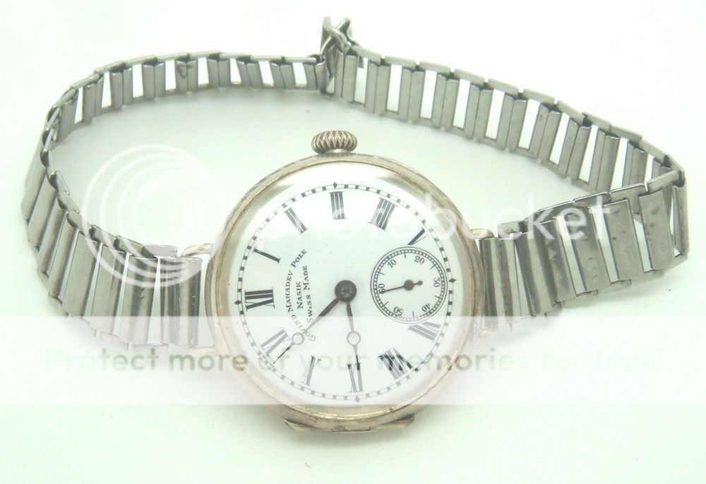 34 mm swiss made enamel dial swiss trench watch in fine working 