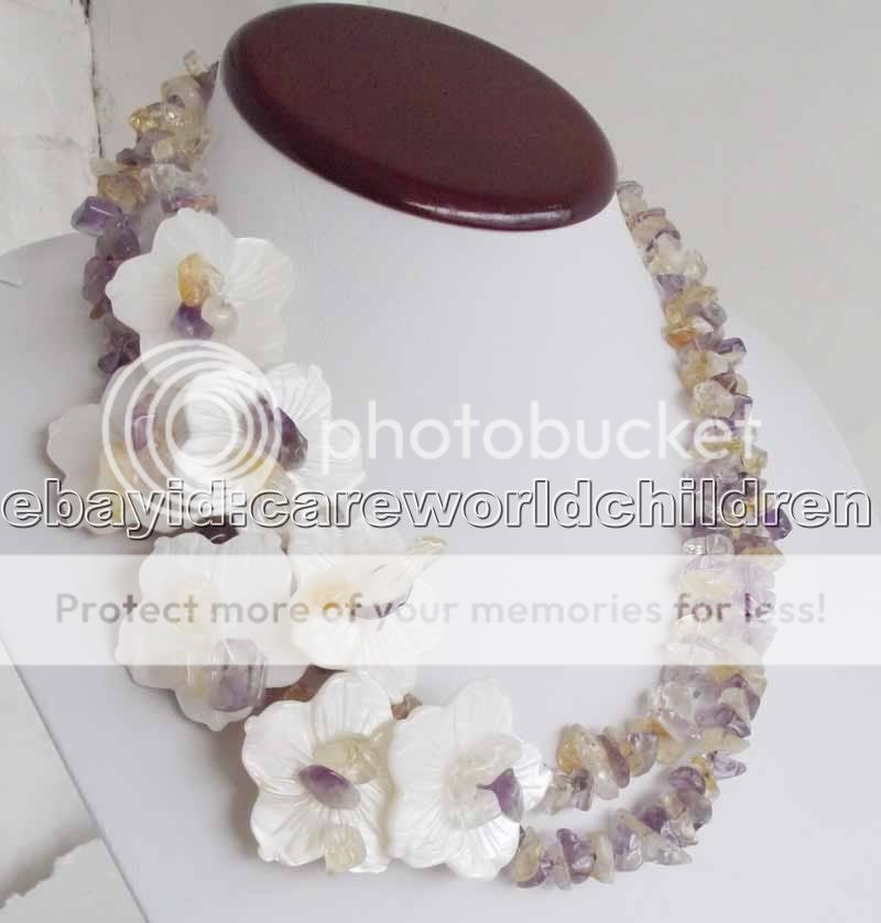 WOWJL Multi Color Crystal White Shell Flower Necklace  