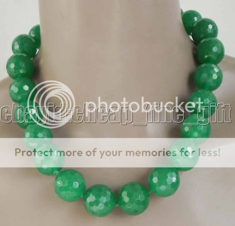 18MM Faced green Jade Charming Necklace  