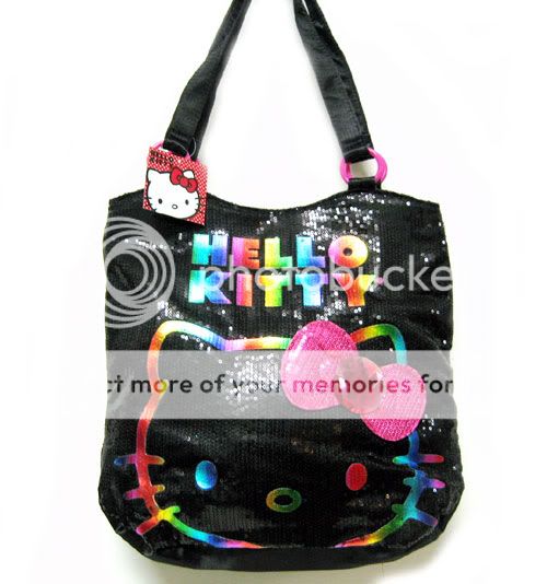   Hello Kitty Black / Rainbow Sequin Viva La Glam Tote Bag Handbag Purse